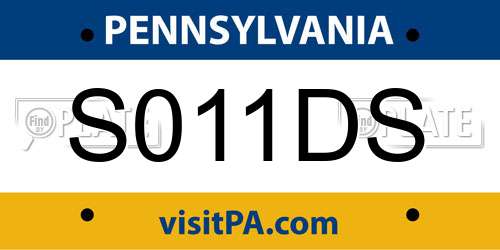 S011DS Pennsylvania License Plate
