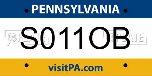 S011OB Pennsylvania License Plate