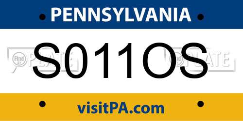 S011OS Pennsylvania License Plate
