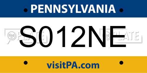 S012NE Pennsylvania License Plate