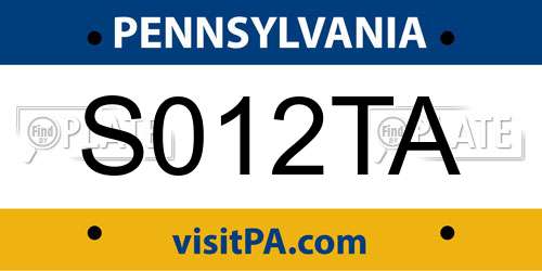 S012TA Pennsylvania License Plate