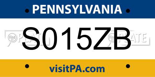 S015ZB Pennsylvania License Plate