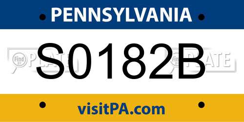 S0182B Pennsylvania License Plate