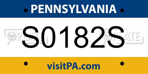 S0182S Pennsylvania License Plate