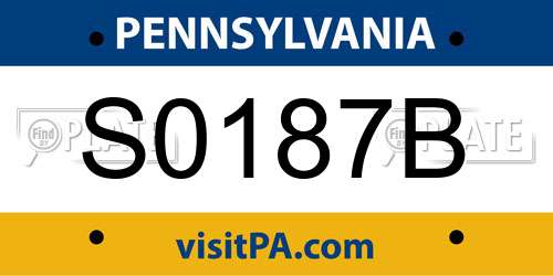 S0187B Pennsylvania License Plate