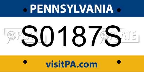 S0187S Pennsylvania License Plate