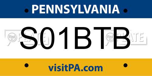 S01BTB Pennsylvania License Plate