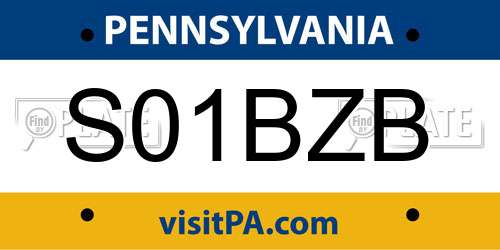 S01BZB Pennsylvania License Plate