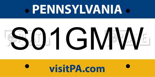 S01GMW Pennsylvania License Plate
