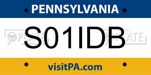 S01IDB Pennsylvania License Plate