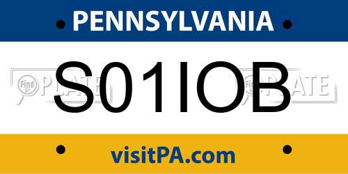 S01IOB Pennsylvania License Plate