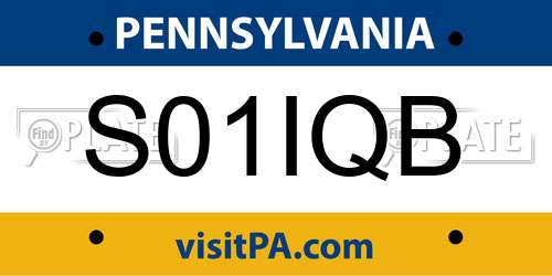 S01IQB Pennsylvania License Plate