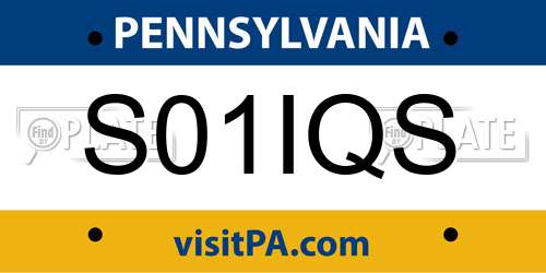 S01IQS Pennsylvania License Plate