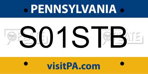 S01STB Pennsylvania License Plate