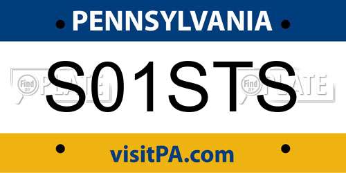 S01STS Pennsylvania License Plate