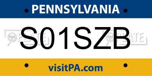 S01SZB Pennsylvania License Plate