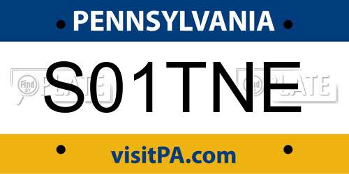 S01TNE Pennsylvania License Plate