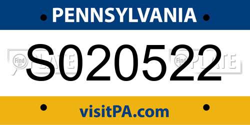 S020522 Pennsylvania License Plate
