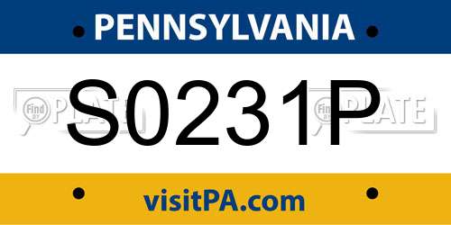 S0231P Pennsylvania License Plate