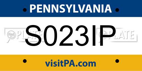 S023IP Pennsylvania License Plate
