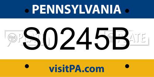 S0245B Pennsylvania License Plate