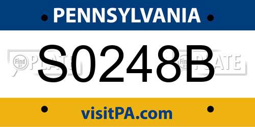 S0248B Pennsylvania License Plate