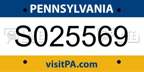 S025569 Pennsylvania License Plate