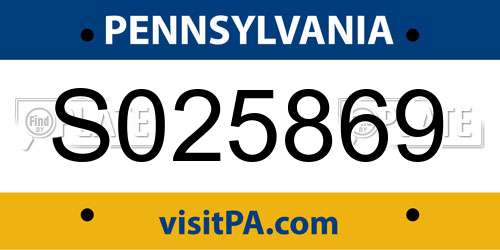 S025869 Pennsylvania License Plate