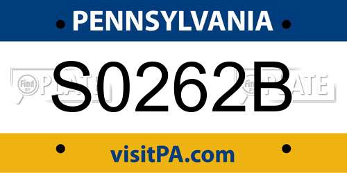 S0262B Pennsylvania License Plate
