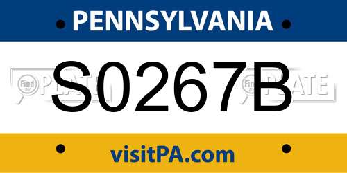 S0267B Pennsylvania License Plate
