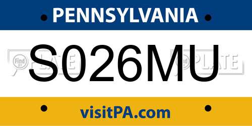 S026MU Pennsylvania License Plate