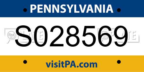 S028569 Pennsylvania License Plate