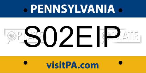 S02EIP Pennsylvania License Plate