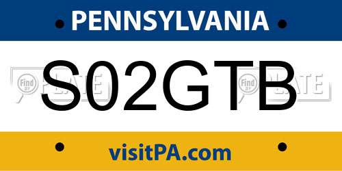 S02GTB Pennsylvania License Plate