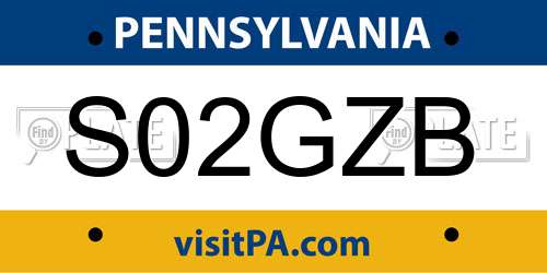 S02GZB Pennsylvania License Plate