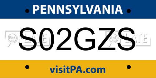 S02GZS Pennsylvania License Plate