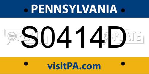 S0414D Pennsylvania License Plate
