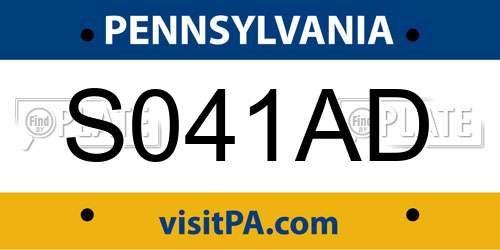 S041AD Pennsylvania License Plate