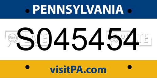 S045454 Pennsylvania License Plate
