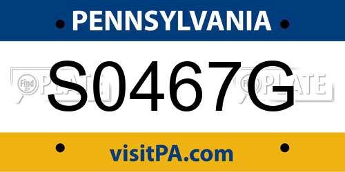 S0467G Pennsylvania License Plate