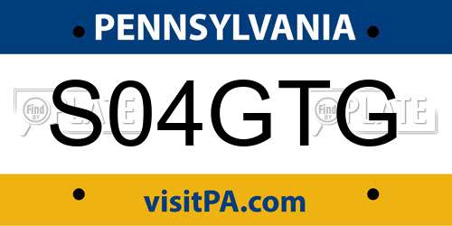 S04GTG Pennsylvania License Plate