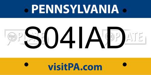 S04IAD Pennsylvania License Plate