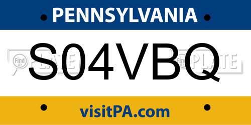 S04VBQ Pennsylvania License Plate