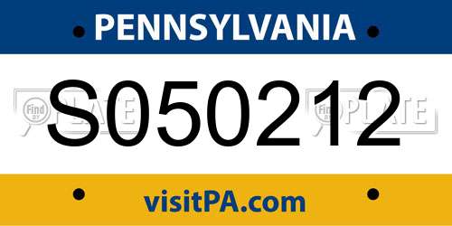 S050212 Pennsylvania License Plate