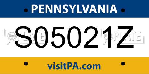 S05021Z Pennsylvania License Plate