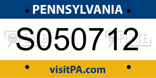 S050712 Pennsylvania License Plate