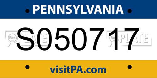 S050717 Pennsylvania License Plate