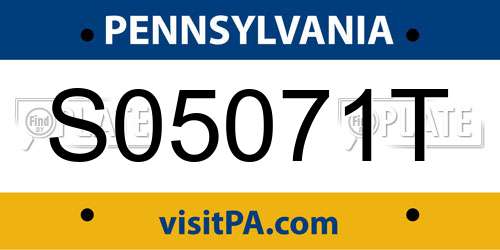 S05071T Pennsylvania License Plate
