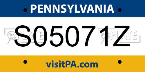 S05071Z Pennsylvania License Plate