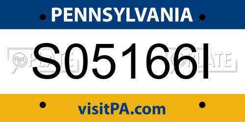 S05166I Pennsylvania License Plate